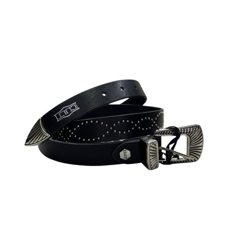 Cintura donna Cult nera in ecopelle con micro borchie