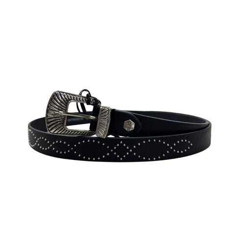 Cintura donna Cult nera in ecopelle con micro borchie
