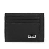 Porta carte Cult nero in vera pelle con fessure e placchetta logo