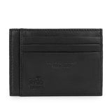 Porta carte Cult nero in vera pelle con fessure e placchetta logo