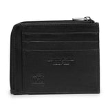 Porta carte Cult nero in vera pelle con zip e fessure