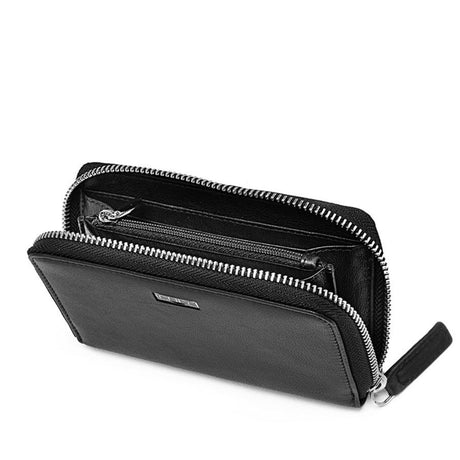 Portafoglio Cult nero in vera pelle con zip around
