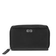 Portafoglio Cult nero in vera pelle con zip around