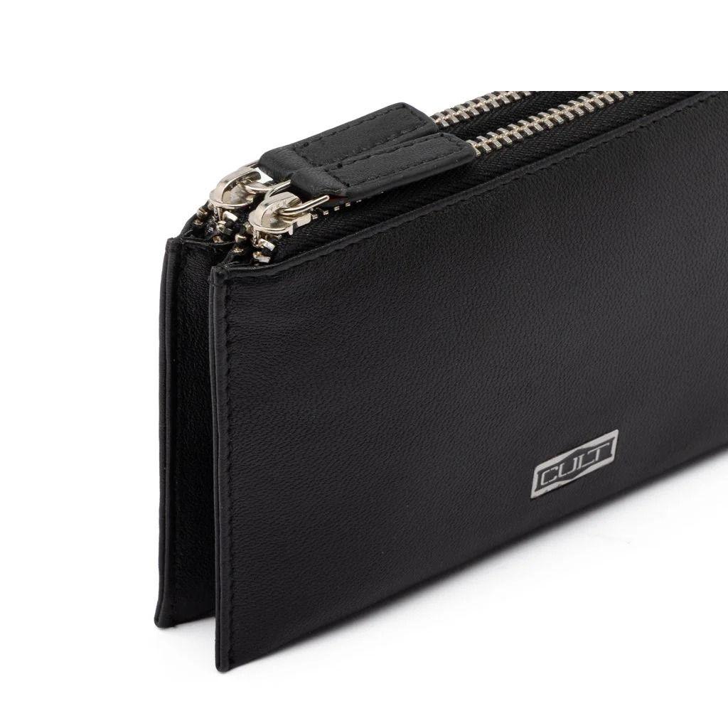 Porta monete Cult nero in vera pelle