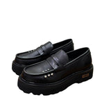 Loafer Cult nero con borchiette strass e suola platform
