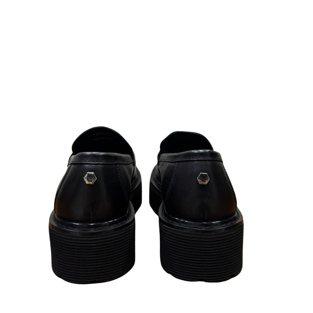 Loafer Cult nero con borchiette strass e suola platform