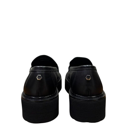 Loafer Cult nero con borchiette strass e suola platform