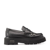 Loafer Cult nero con borchiette strass e suola platform