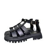 Sandalo gladiatore donna nero ecopelle