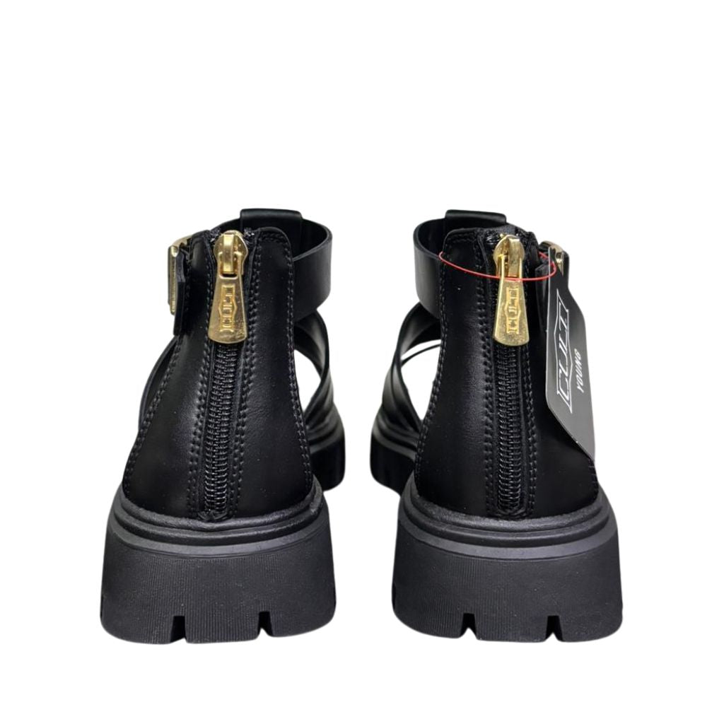 Sandalo gladiatore donna nero ecopelle