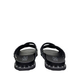 Sandali slide neri Cult con fascette intrecciate e borchie silver