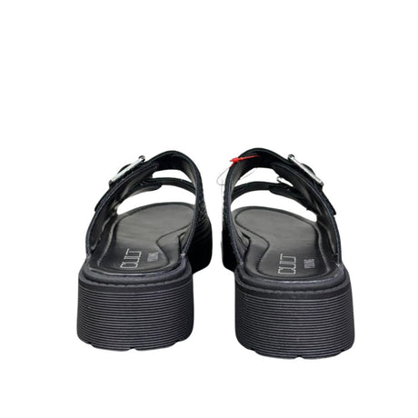 Sandali platform donna neri tessuto micro strass argento