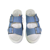 Sandali platform donna denim azzurro micro strass argento