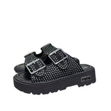 Sandali platform bambina neri micro strass 