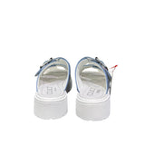 Sandali platform bambina denim azzurro micro strass