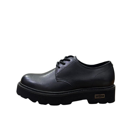 Derby Cult nera in pelle con suola platform