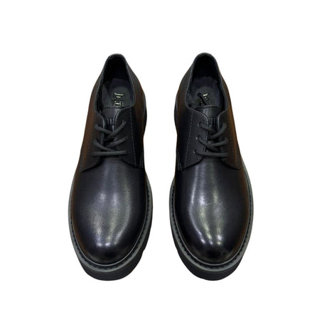 Derby Cult nera in pelle con suola platform