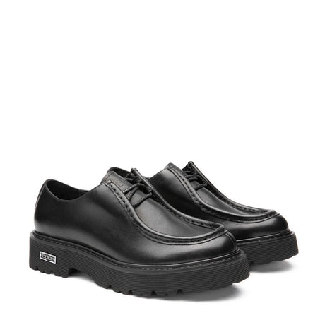 Scarpe stringate Cult nere in pelle con punta moc e suola platform