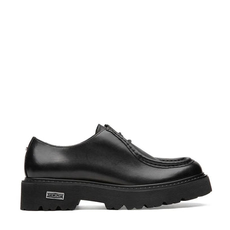 Scarpe stringate Cult nere in pelle con punta moc e suola platform