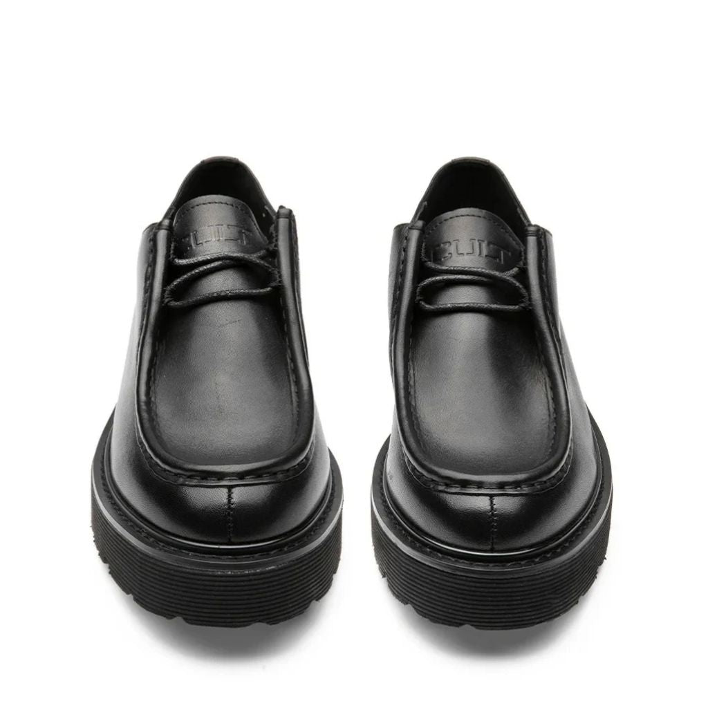 Scarpe stringate Cult nere in pelle con punta moc e suola platform
