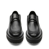 Scarpe stringate Cult nere in pelle con punta moc e suola platform