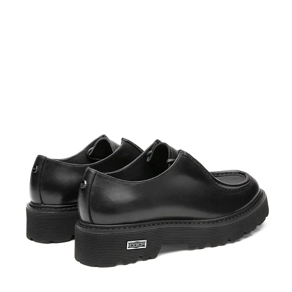 Scarpe stringate Cult nere in pelle con punta moc e suola platform