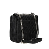Borsa a tracolla nera in ecopelle intrecciata