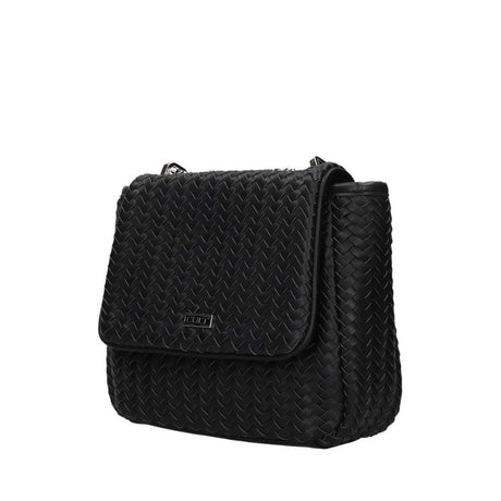 Borsa a tracolla nera in ecopelle intrecciata