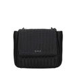 Borsa a tracolla nera in ecopelle intrecciata
