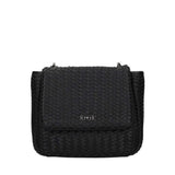 Borsa a tracolla nera in ecopelle intrecciata