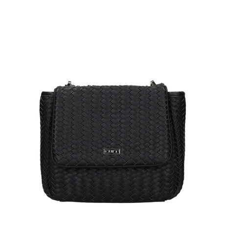 Borsa a tracolla nera in ecopelle intrecciata