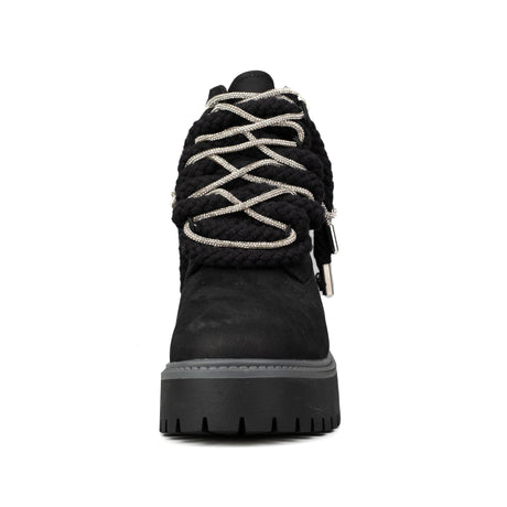 Timberland Stivaletto Platform Stone Street Nero Corda Brillantini Argento TB1A5RHJ 015