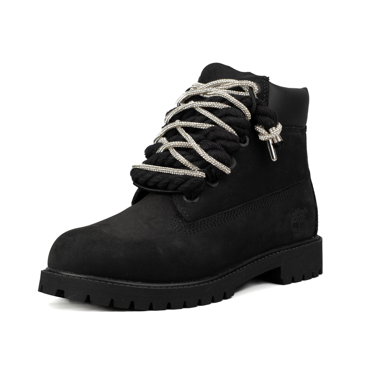 Timberland Stivaletto Stringato Nero Corda Brillantini Argento 0129070011