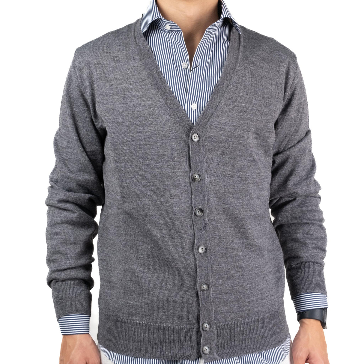 Cardigan Pitone Misto Lana Grigio