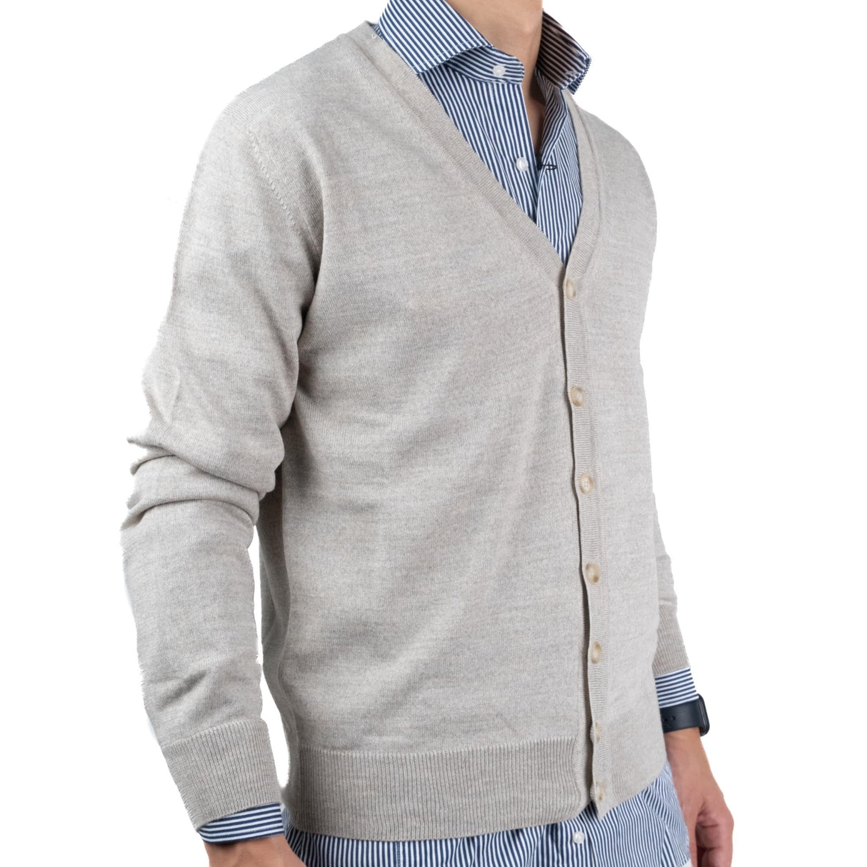 Cardigan Pitone Misto Lana Beige