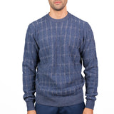 Maglione Pitone Girocollo Treccia Blu/Grigio