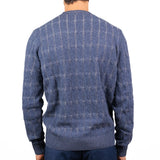 Maglione Pitone Girocollo Treccia Blu/Grigio