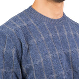 Maglione Pitone Girocollo Treccia Blu/Grigio