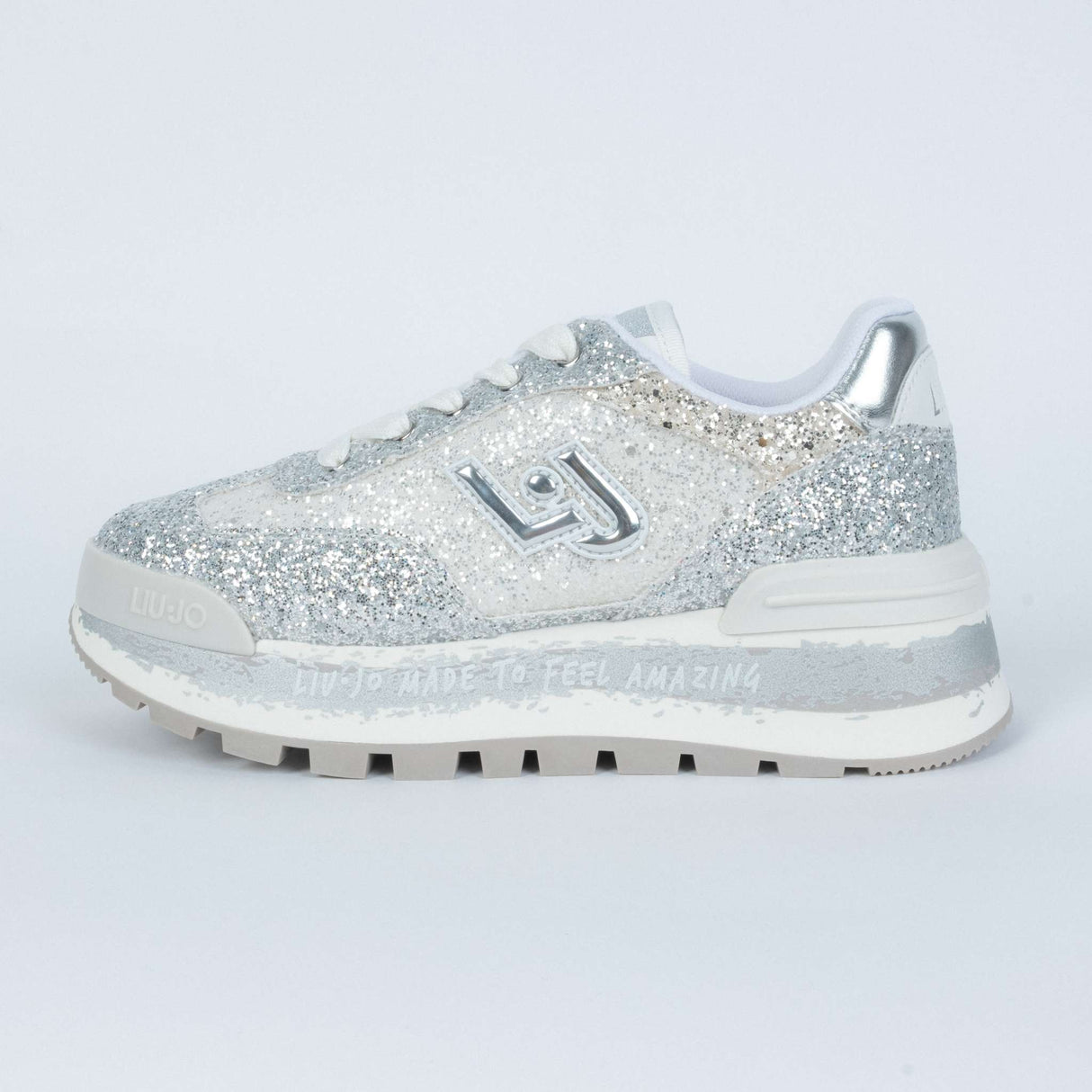 Liu Jo Amazing26 Sneakers platform full glitter Argento 532