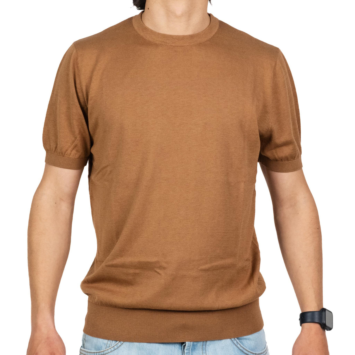 T-Shirt Pitone In Seta Tabacco