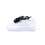 Nike Air Force 1 Bianco Corda Nero /  Brillantini Argento  Fv5951 111 - Cw2288 111