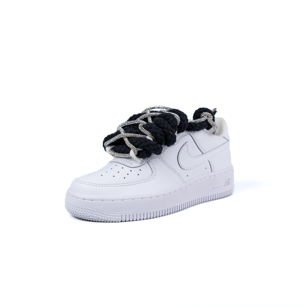 Nike Air Force 1 Bianco Corda Nero /  Brillantini Argento  Fv5951 111 - Cw2288 111