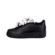 Nike Air Force 1 Low '07 GS Nero Corda Bianco Brillantini Argento Dh2920 001