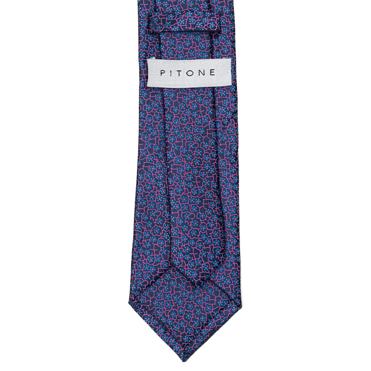 Cravatta In Seta Fiorellino Blu/Fuxia