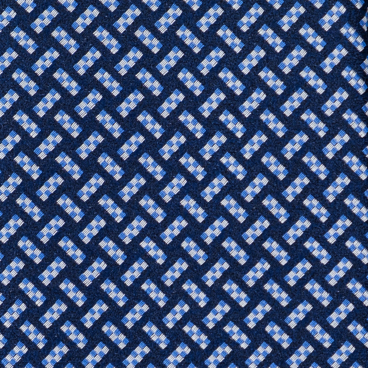 Cravatta In Seta Incordato Scacchi Blu/Azzurro