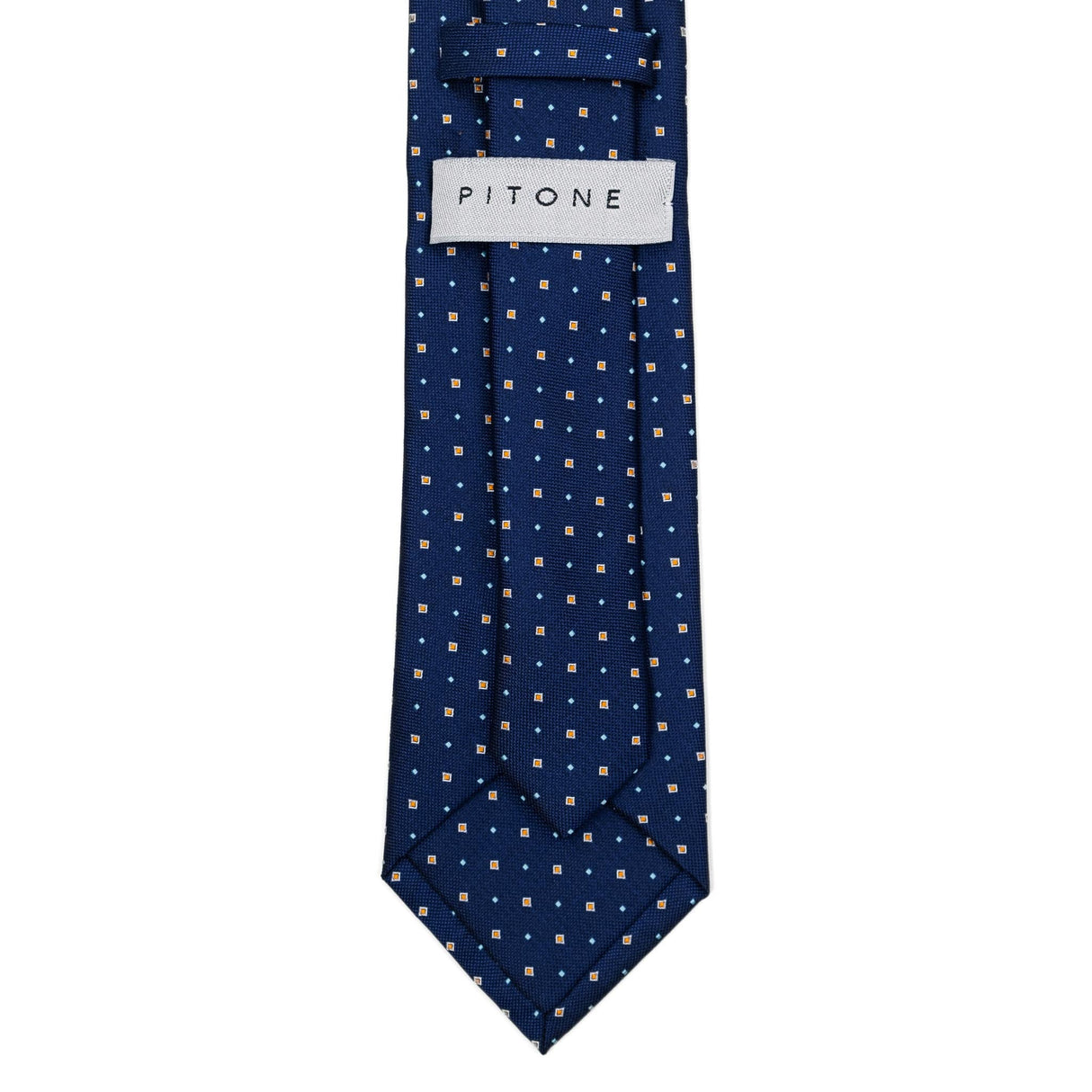 Cravatta In Seta Quadratino Blu/Arancio