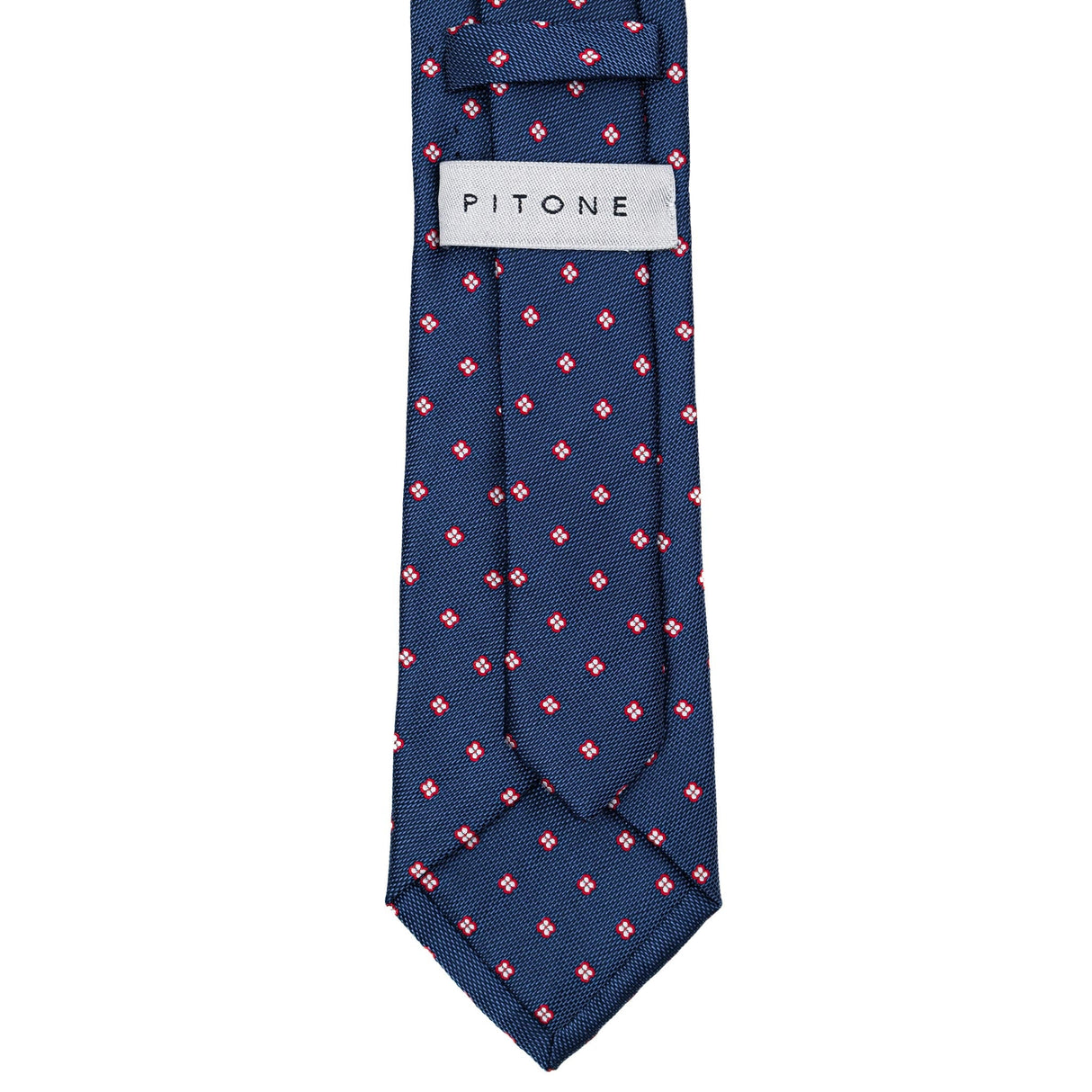 Cravatta In Seta Mini Fiore Blu/Rosso