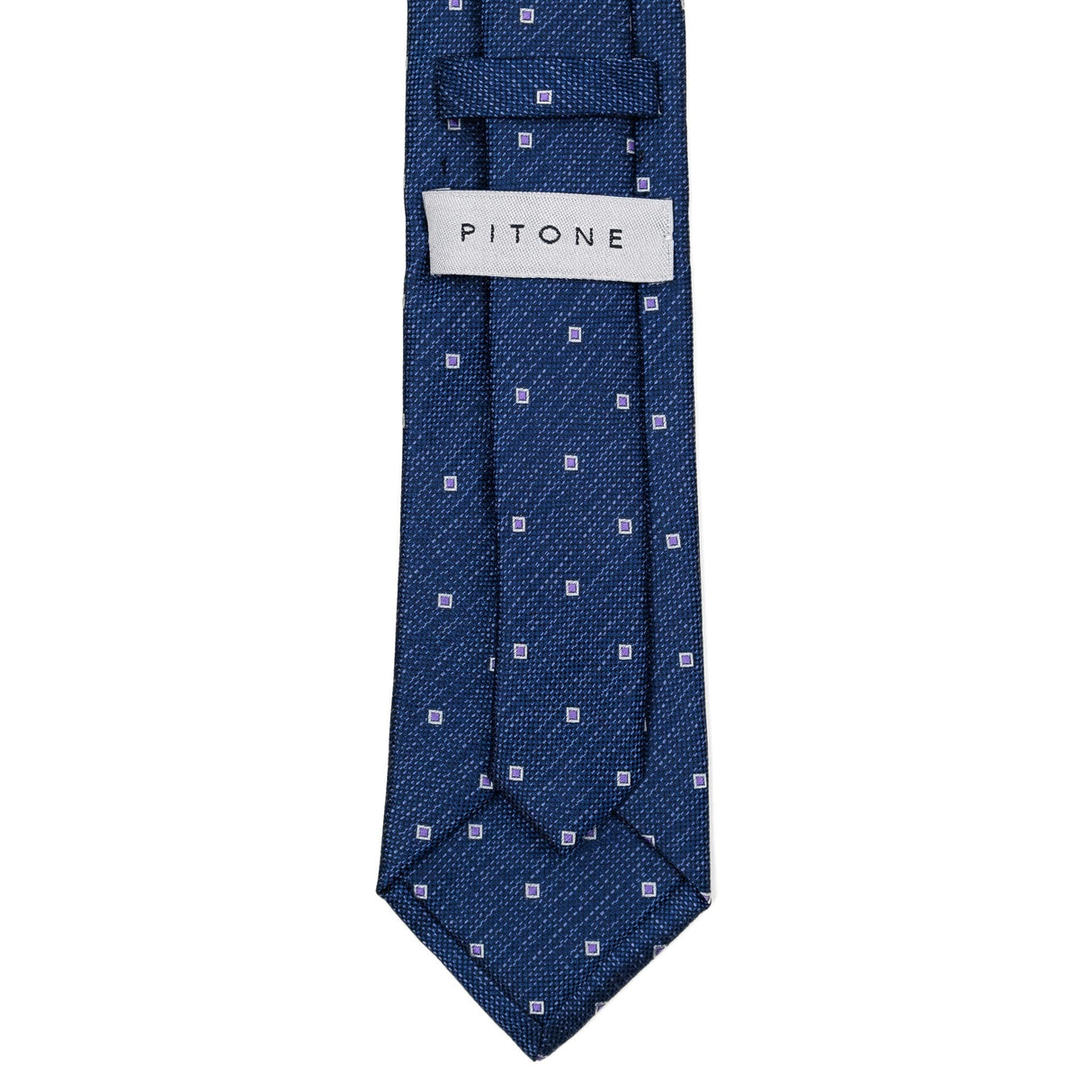 Cravatta In Seta Quadratino Blu/Lilla