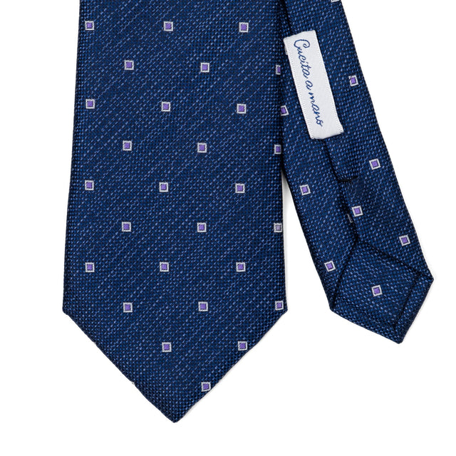 Cravatta In Seta Quadratino Blu/Lilla