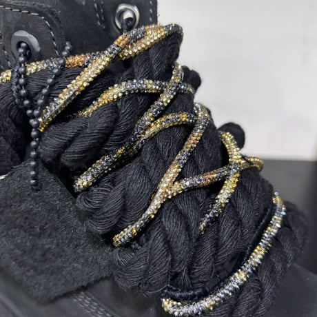 Timberland Stivaletto Stringato Nero Corda Brillantini Leopardo 0129070011